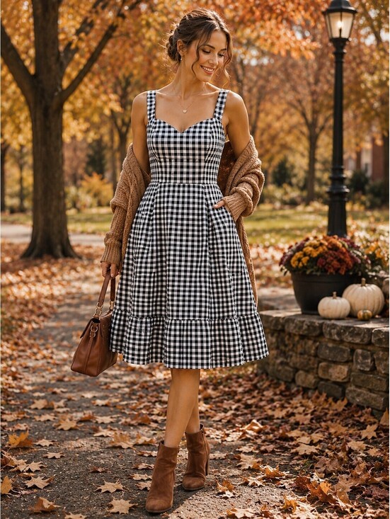 Avec Les Filles Dresses & Skirts - 🖤 Avec Les Filles Women's Size 8 Black White Gingham Fit & Flare Dress NWT